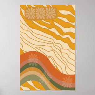 Poster Bonjour Soleil - Fille Fleur Rétro