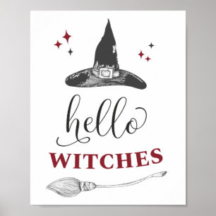 Poster Bonjour Sorcières Halloween Citation Drôle Texte M