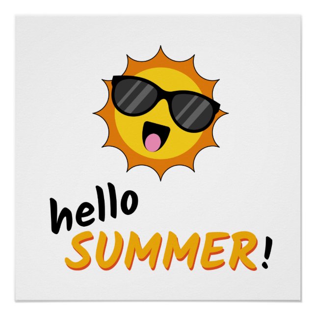 Poster Bonjour Summer Sun avec lunettes de soleil (Devant)