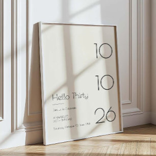 Poster Bonjour Trente Anniversaire Minimaliste Moderne 30