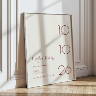 Poster Bonjour Trente Minimal Moderne 30e Anniversaire
