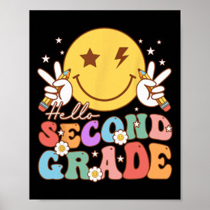 Poster Bonjour visage sourire hippie de deuxième année vi