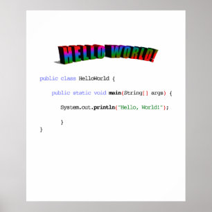 Poster Bonjour World geek saluant Java