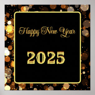 Poster Bonne année 2025 Elégante bulle d'or