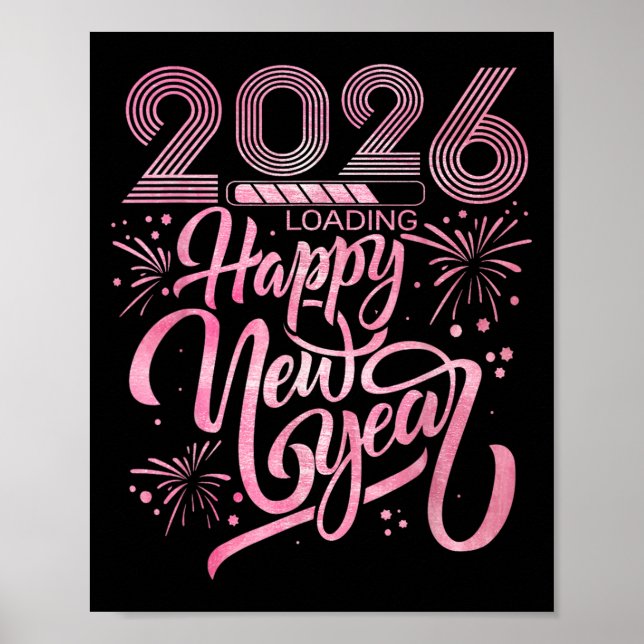 Poster Bonne année 2026 Chargement des feux d'artifice (Devant)