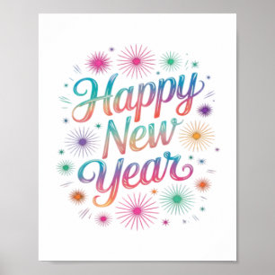 Poster Bonne année 2026 Feux d'artifice Essentiel