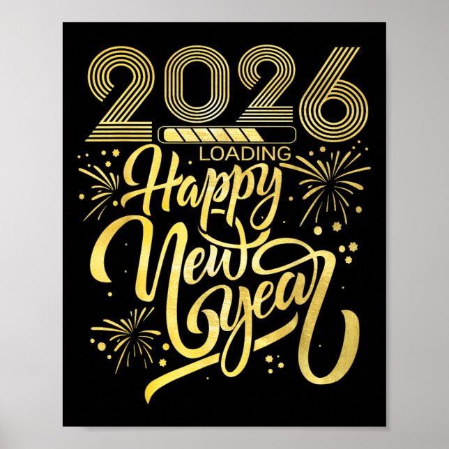 Poster Bonne année 2026 Fireworks Chargement (Devant)