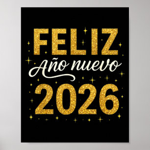 Poster Bonne Année 2026 Nouvel An Fiesta Espagnole Feu d'