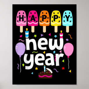 Poster Bonne année 2026 Nouvel An Soirée Enfants Filles