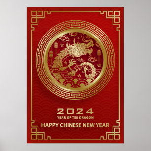 Poster Bonne année chinoise 2024 Nouvel an lunaire 2024