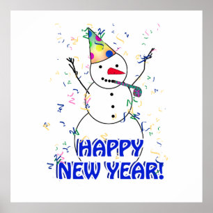 Poster Bonne année de la fête du bonhomme de neige