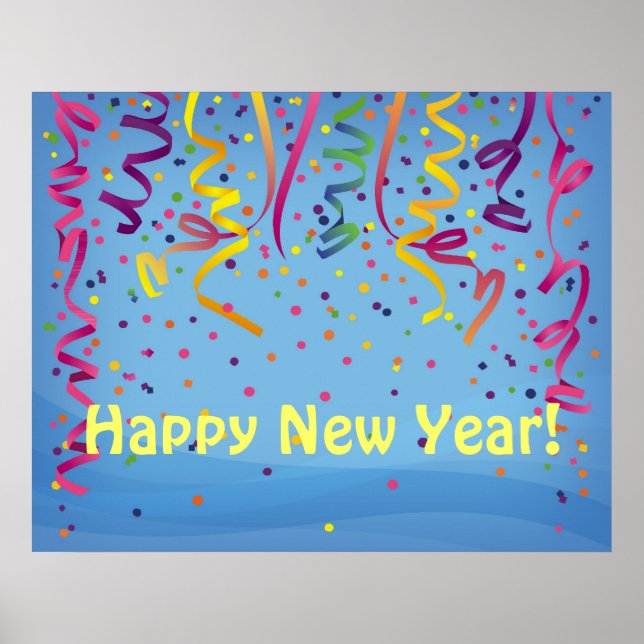 Poster Bonne année et anniversaire bannière Confetti (Devant)