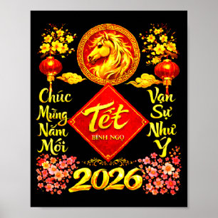 Poster Bonne année lunaire 2026 Année du Cheval Tet Ng