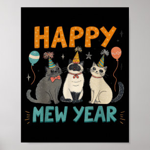 Poster Bonne année Mew Fête des chats