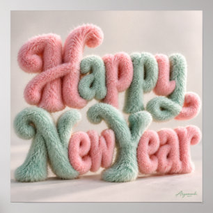 Poster Bonne Année Peluche Douce