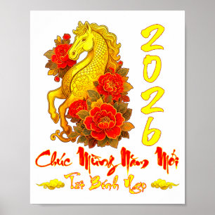 Poster Bonne année Tet Binh Ngo année vietnamienne Cheval