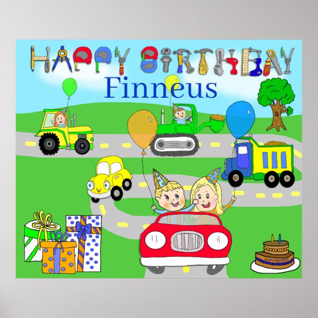 Poster Bonne bannière d'anniversaire, Anniversaire du gar (Devant)