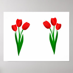 Poster Bonne chance ensemble de trois tulipes rouges