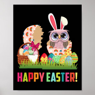 Poster Bonne Chouette de Pâques mignonne portant Chouette
