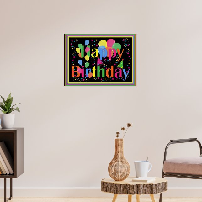 Poster Bonne fête d'anniversaire colorée (Salon 3)