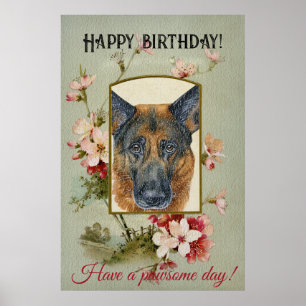 Poster Bonne fête d'anniversaire Salutations berger allem