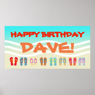 Poster Bonne fête de plage d'anniversaire personnalisé