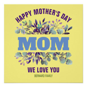 POSTER BONNE FÊTE DES MÈRES MAMAN CADEAU PERSONNALISÉ