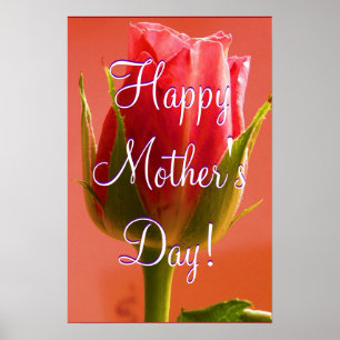 Poster Bonne fête des mères Rose rose