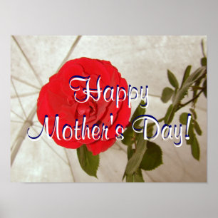 Poster Bonne fête des mères Rose rouge