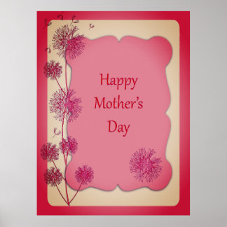 Poster Bonne fête des mères Trim rose et graines de Dande