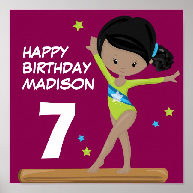 Poster Bonne Gymnaste d'anniversaire (Devant)