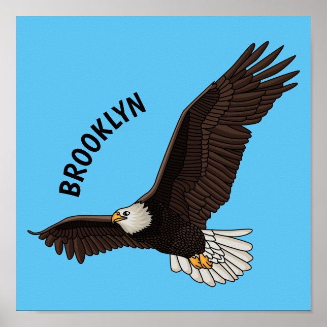 Poster Bonne illustration de dessin d'aigle à chauve-sour (Devant)