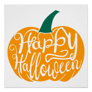 Poster Bonne lettre Halloween sur citrouille sculpté