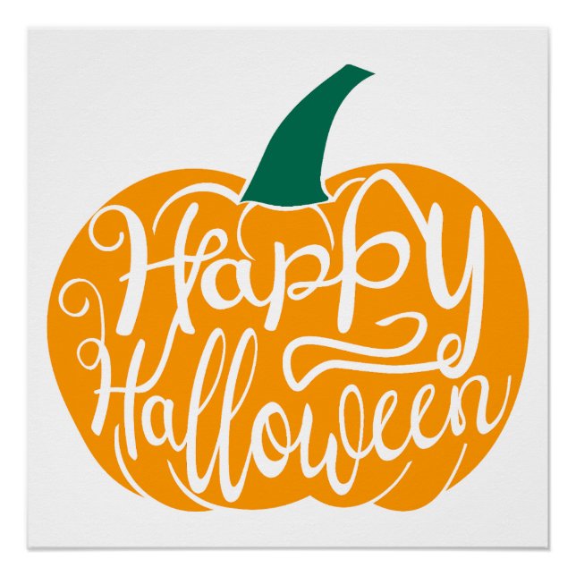 Poster Bonne lettre Halloween sur citrouille sculpté (Devant)