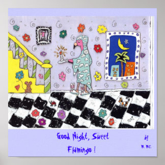 Poster Bonne nuit, Flamant rose doux !