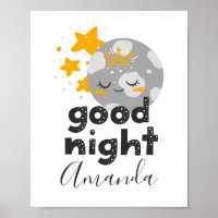 Bonne nuit. Lune mignonne et étoiles. Nourriture b