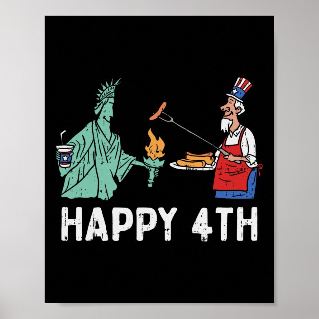 Poster Bonne Quatrième Statue De Liberty Oncle Sam Funny  (Devant)