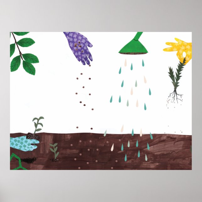 Poster Bonne saison de jardinage | Illustration Gardener (Devant)