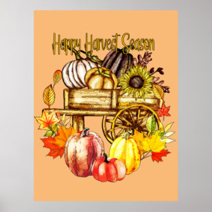 Poster Bonne saison de récolte - Citrouilles d'automne