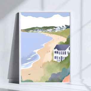 Poster Bonnet Shores Plage de Rhode Island Aquarelle