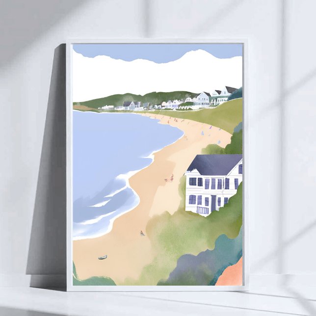 Poster Bonnet Shores | Plage de Rhode Island Aquarelle (Créateur téléchargé)