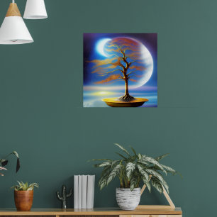 Poster bonsaï paysage lunaire