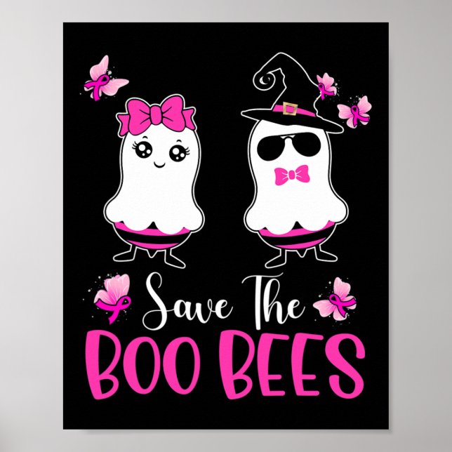 Poster Boo Bees Amusants Sensibilisation au cancer du sei (Devant)