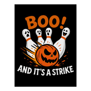 Poster Boo C'est une grève drôle Halloween Bowling