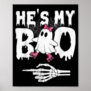 Poster Boo couple fantôme Halloween patin à roulettes
