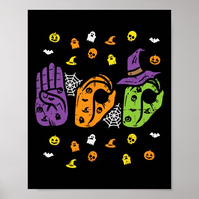 Poster Boo Hands American Sign Language Pride Asl Hallowe (Devant)