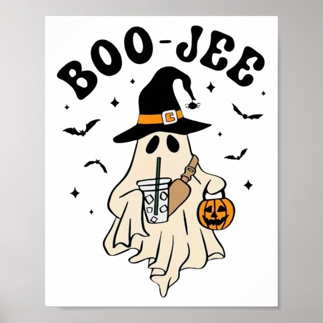 Poster Boo Jee Ghost Cute Drôle Halloween (Devant)