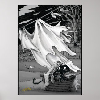 Poster Boo Kitty aide avec l'affiche de blanchisserie