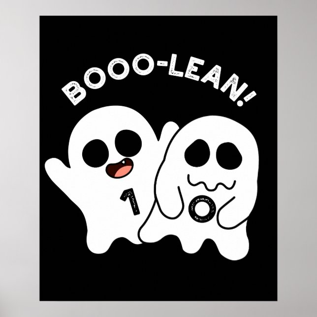 Poster Boo-lean Funny Computer Ghost Boolean Pun Dark BG (Devant)