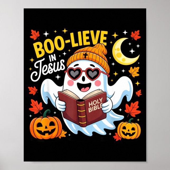 Poster Boo-lieve In Jesus Ghost Christian Halloween Funny (Devant)